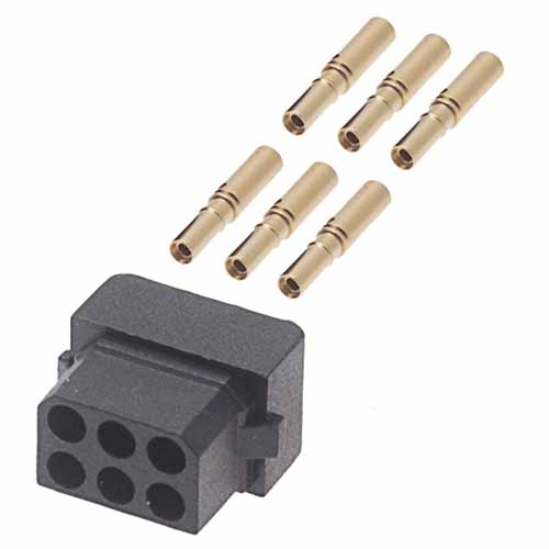 B5740-206-F-C-2 - 3+3 Pos. Female DIL 24-28AWG Cable Conn. Kit, for Latches (BS Release)