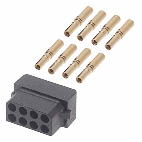 B5740-208-F-C-2 - 4+4 Pos. Female DIL 24-28 AWG Cable Conn. Kit, for Latches (BS Release)