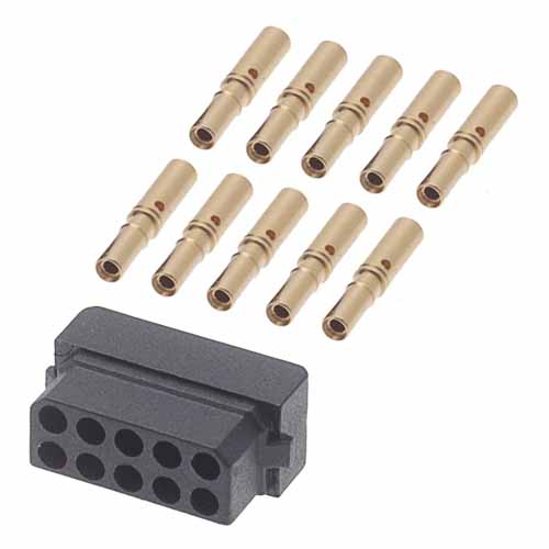 B5740-210-F-C-2 - 5+5 Pos. Female DIL 24-28 AWG Cable Conn. Kit, for Latches (BS Release)