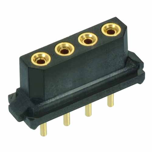 B5741-104-F-T-2 - 4 Pos. Female SIL Vertical Throughboard Conn. for Latches (BS Release)