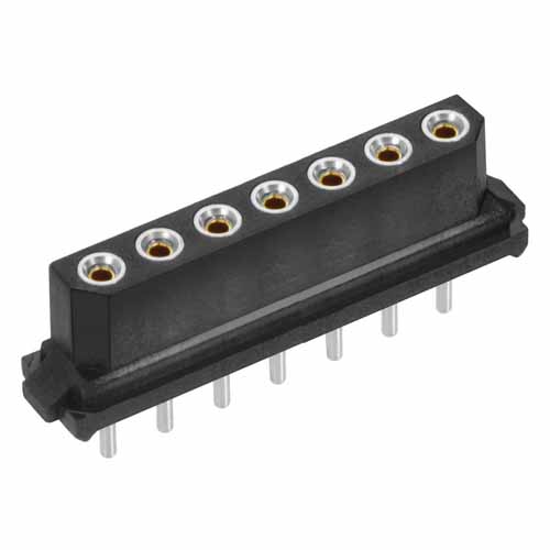 B5741-107-F-T-0 - 7 Pos. Female SIL Vertical Throughboard Conn. for Latches (BS Release)