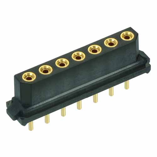B5741-107-F-T-2 - 7 Pos. Female SIL Vertical Throughboard Conn. for Latches (BS Release)