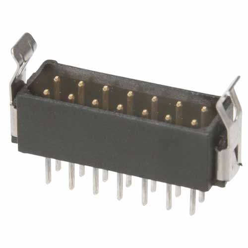 B5743-218-M-T-1 - 9+9 Pos. Male DIL Vertical Throughboard Conn. Latches (BS Release)
