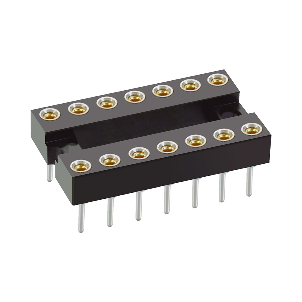D2814-42 - 7+7 Pos. Female DIL Vertical Throughboard IC Socket