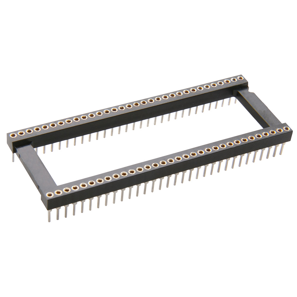 D8864-42 - 32+32 Pos. Female DIL Vertical Throughboard Shrink Dip IC Socket