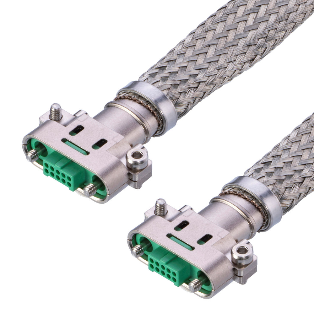 G125-FD11069F1-XXXXF1 - 5+5 Pos. Female DIL 26 AWG Cable Assembly, twisted pair double-end shielded, Screw-Lok