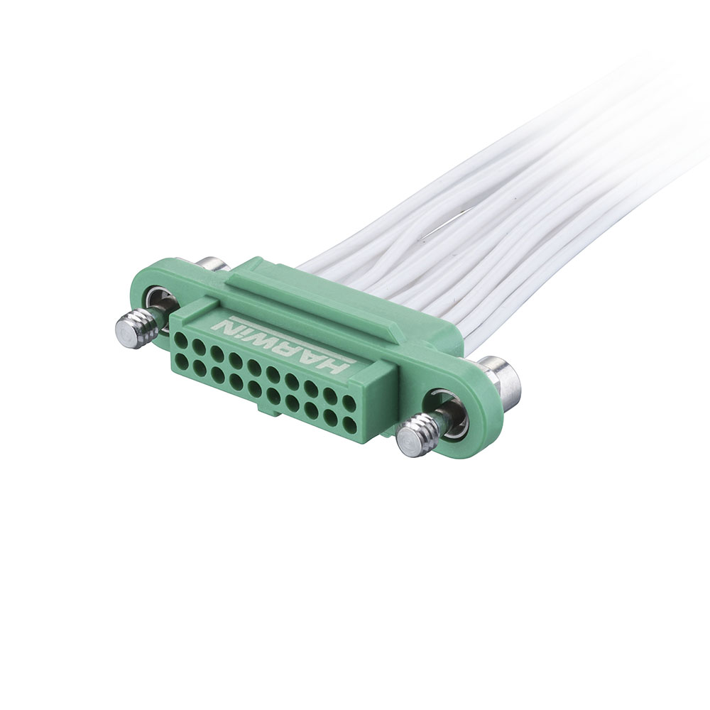 G125-FC12005F1-0150L - 10+10 Pos. Female DIL 26AWG Cable Assembly, 150mm, single-end, Screw-Lok
