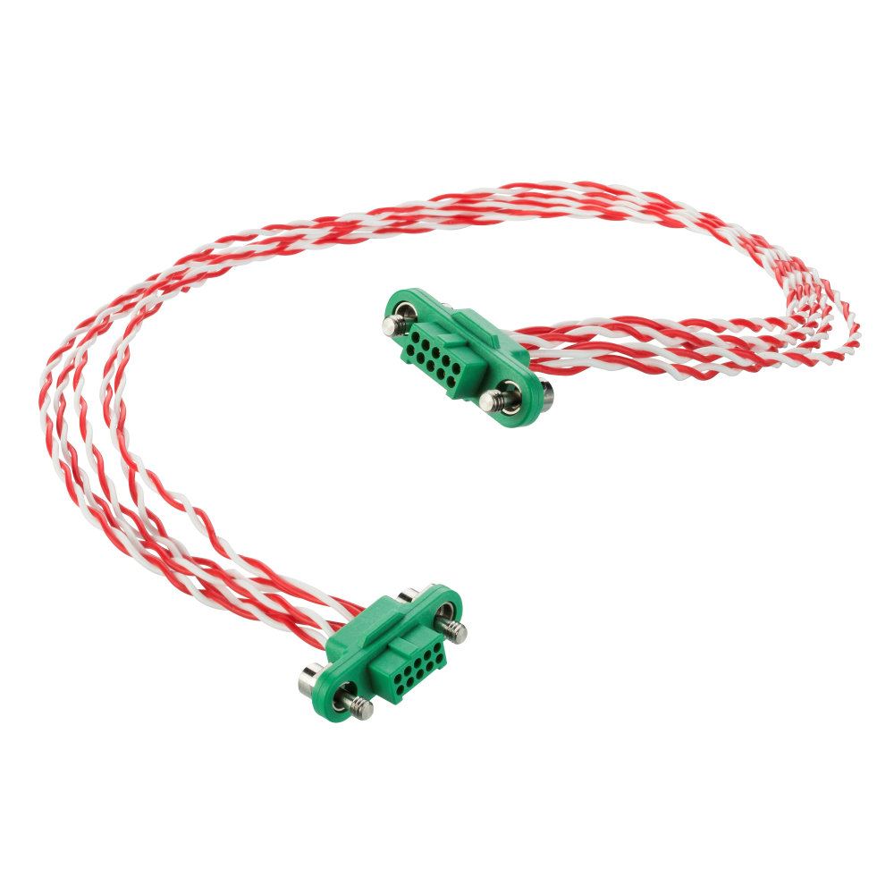 G125-FD12005F1-XXXXF1 - 10+10 Pos. Female DIL 26 AWG Cable Assembly, twisted pair double-end, Screw-Lok