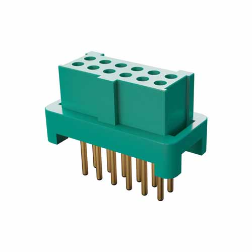 G125-FV11205L0R - 6+6 Pos. Female DIL Vertical Throughboard Conn. for Latches (T+R)