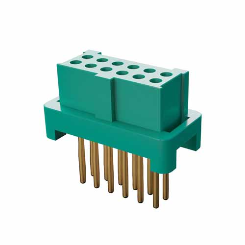 G125-FV21205L0P - 6+6 Pos. Female DIL Vertical Throughboard Conn. for Latches
