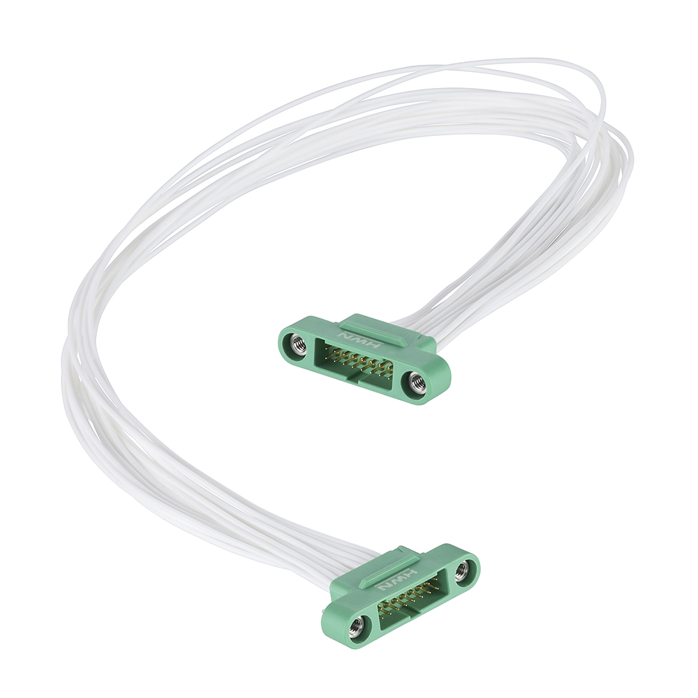 G125-MC21605M1-0300M1 - 8+8 Pos. Male DIL 28 AWG Cable Assembly, 300mm, double-end, Screw-Lok