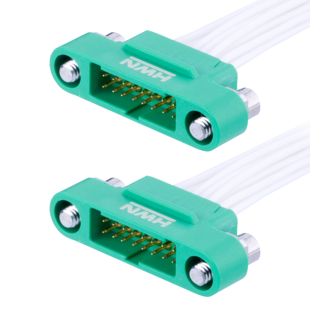 G125-MC20605M3-XXXXM3 - 3+3 Pos. Male DIL 28 AWG Cable Assembly, double-end, Screw-Lok Reverse Fix