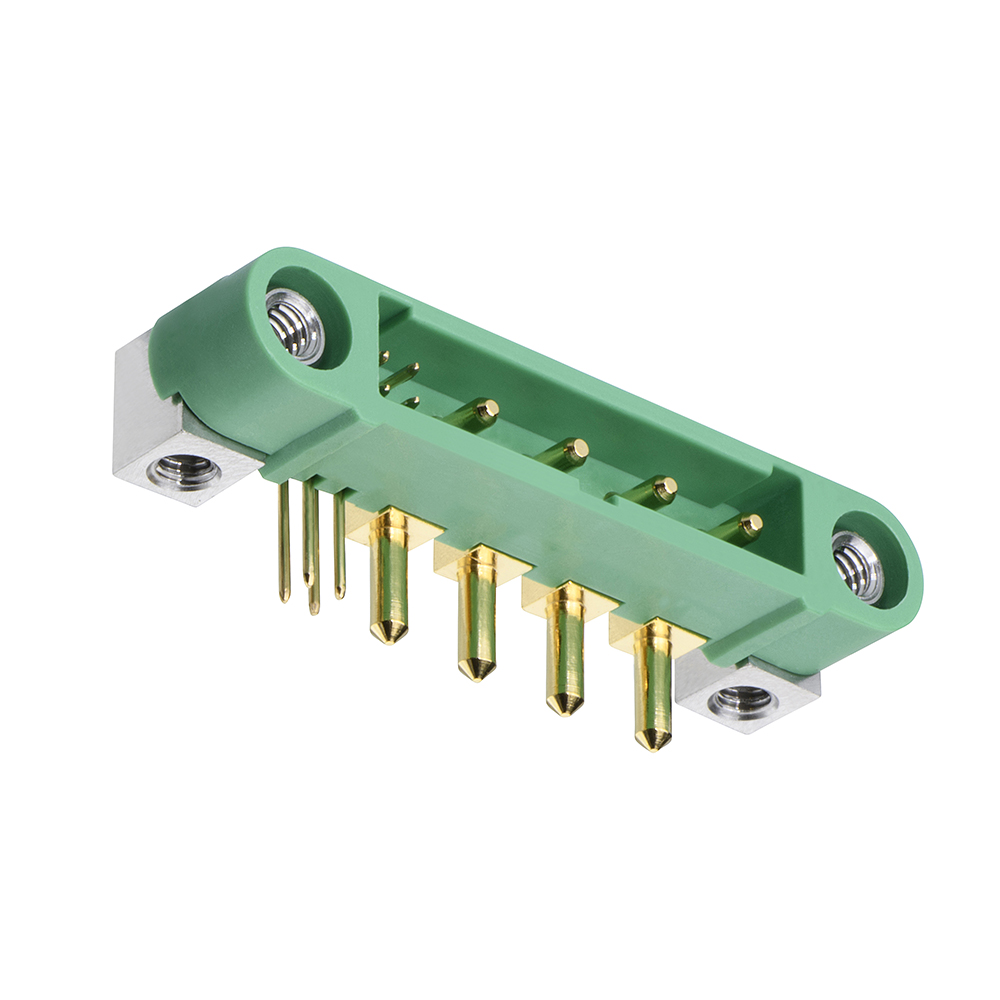 G125-MH104M4-04AD000P - 4+4 Pos. Male Horizontal Throughboard Conn. Screw-Lok Board Mount