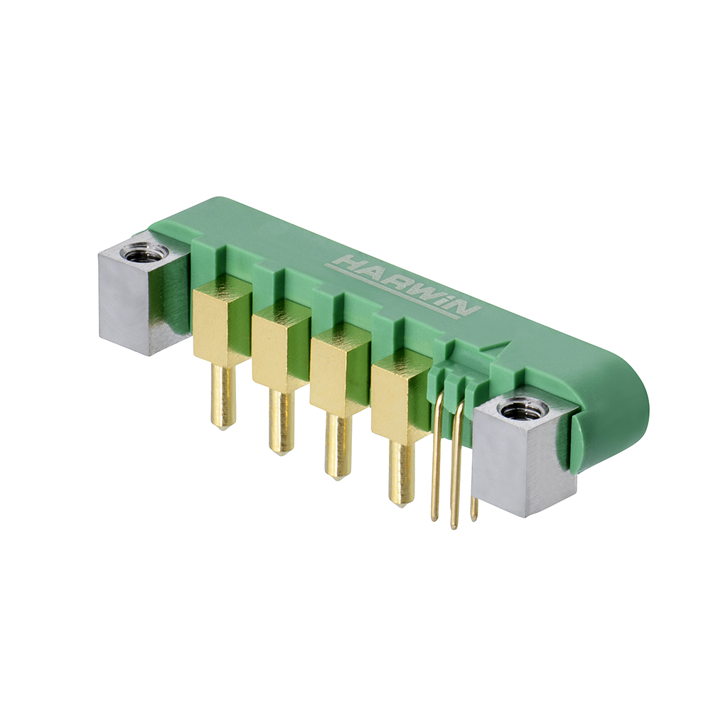 G125-MH104M4-04AD000P - 4+4 Pos. Male Horizontal Throughboard Conn. Screw-Lok Board Mount