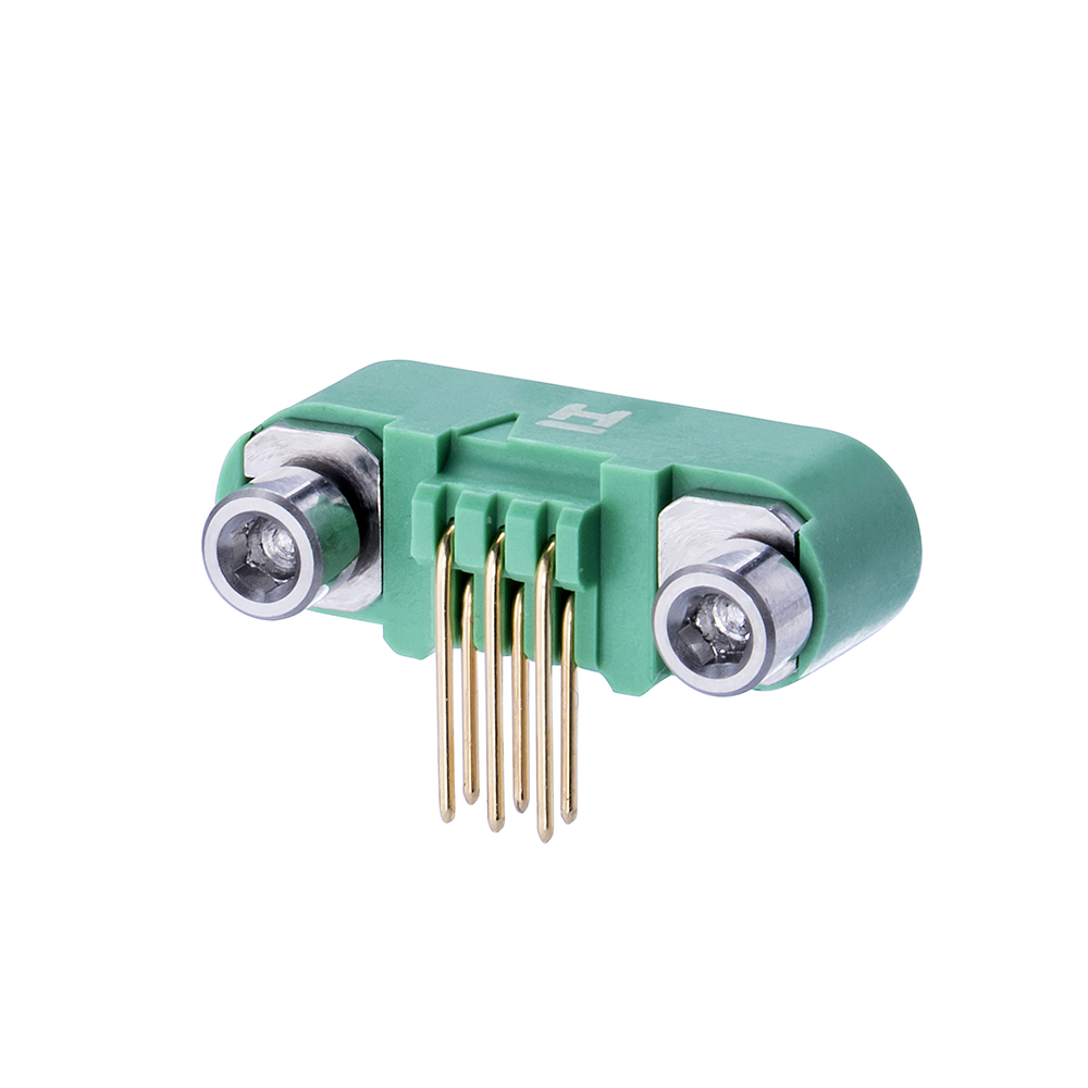 G125-MH10605M3P - 3+3 Pos. Male DIL Horizontal Throughboard Conn. Screw-Lok Reverse Fix