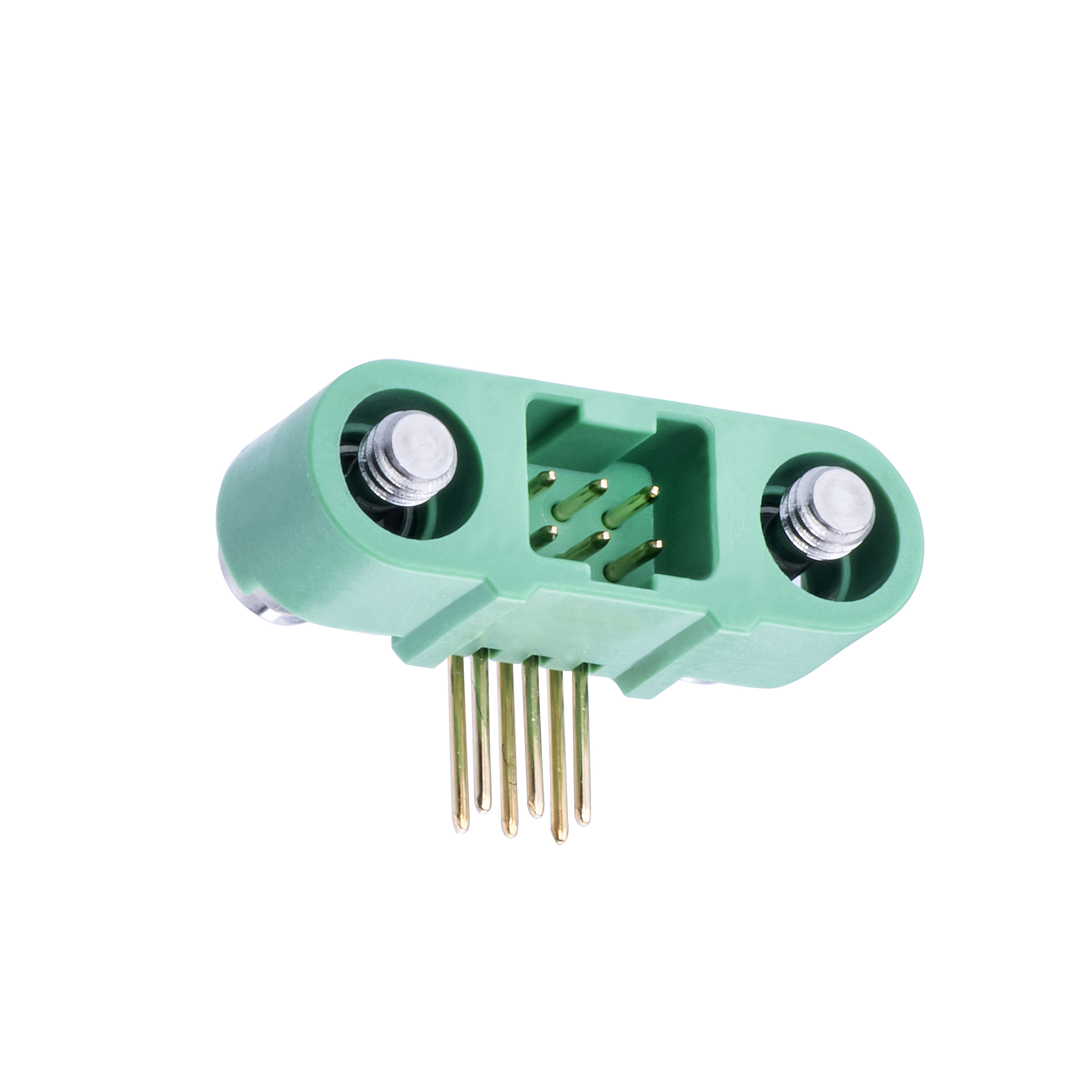 G125-MH10605M3P - 3+3 Pos. Male DIL Horizontal Throughboard Conn. Screw-Lok Reverse Fix