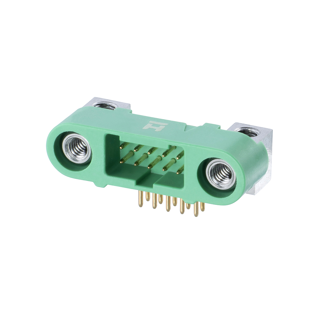 G125-MH11005M4P - 5+5 Pos. Male DIL Horizontal Throughboard Conn. Screw-Lok Board Mount