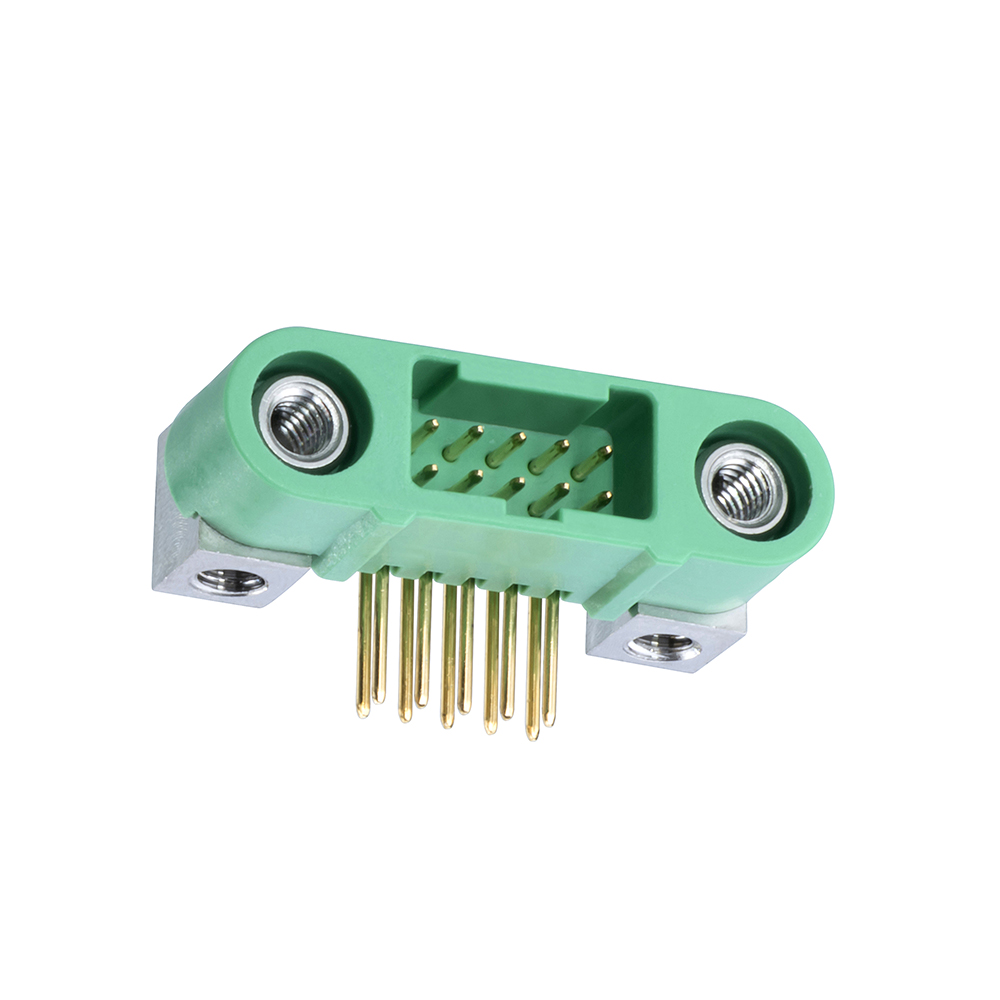 G125-MH11005M4P - 5+5 Pos. Male DIL Horizontal Throughboard Conn. Screw-Lok Board Mount