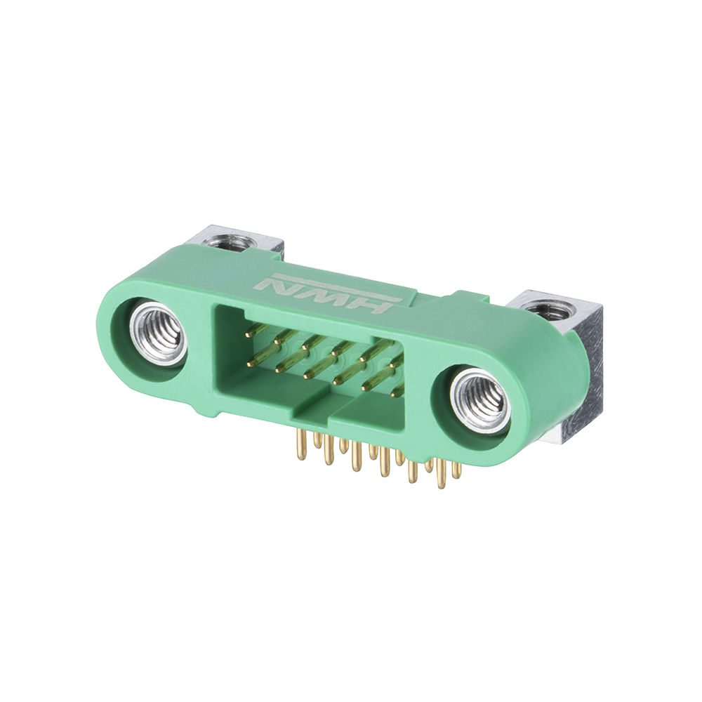 G125-MH11205M4P - 6+6 Pos. Male DIL Horizontal Throughboard Conn. Screw-Lok Board Mount