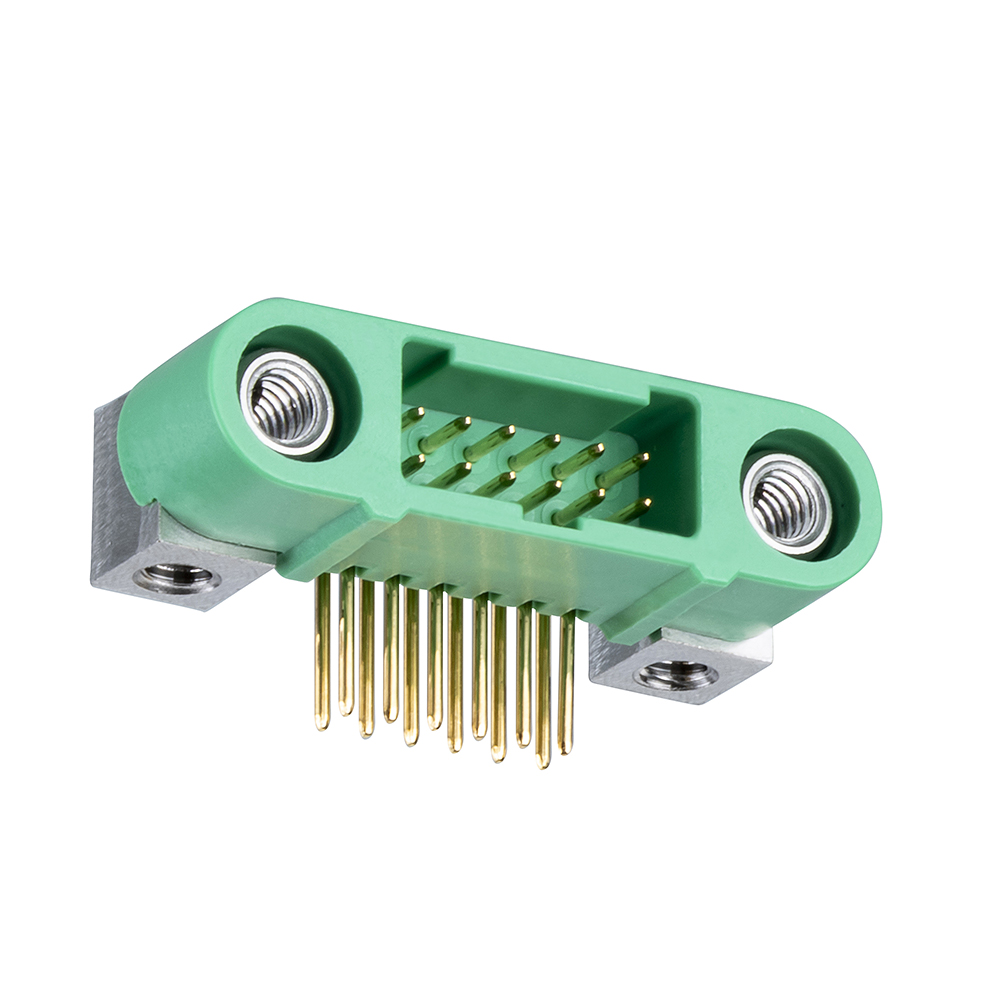 G125-MH11205M4R - 6+6 Pos. Male DIL Horizontal Throughboard Conn. Screw-Lok Board Mount (T+R)