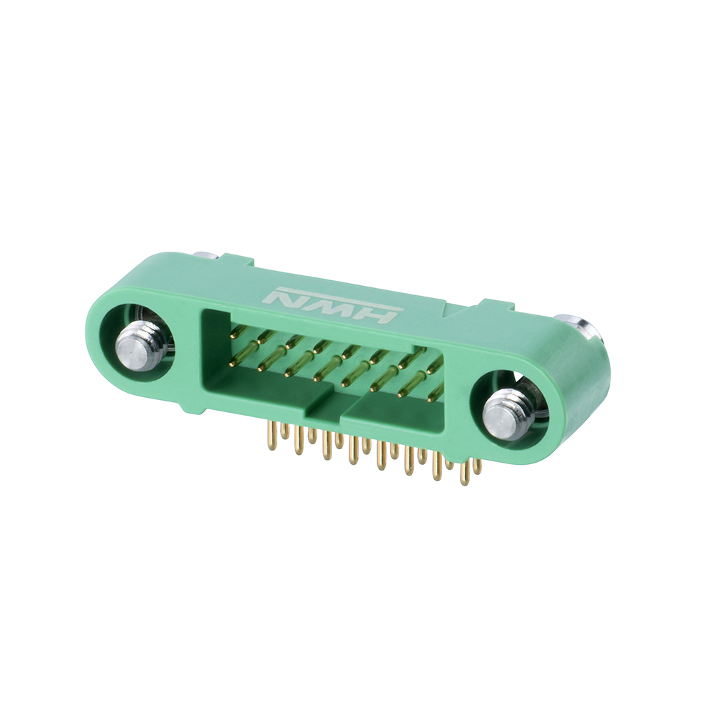 G125-MH11605M3P - 8+8 Pos. Male DIL Horizontal Throughboard Conn. Screw-Lok Reverse Fix