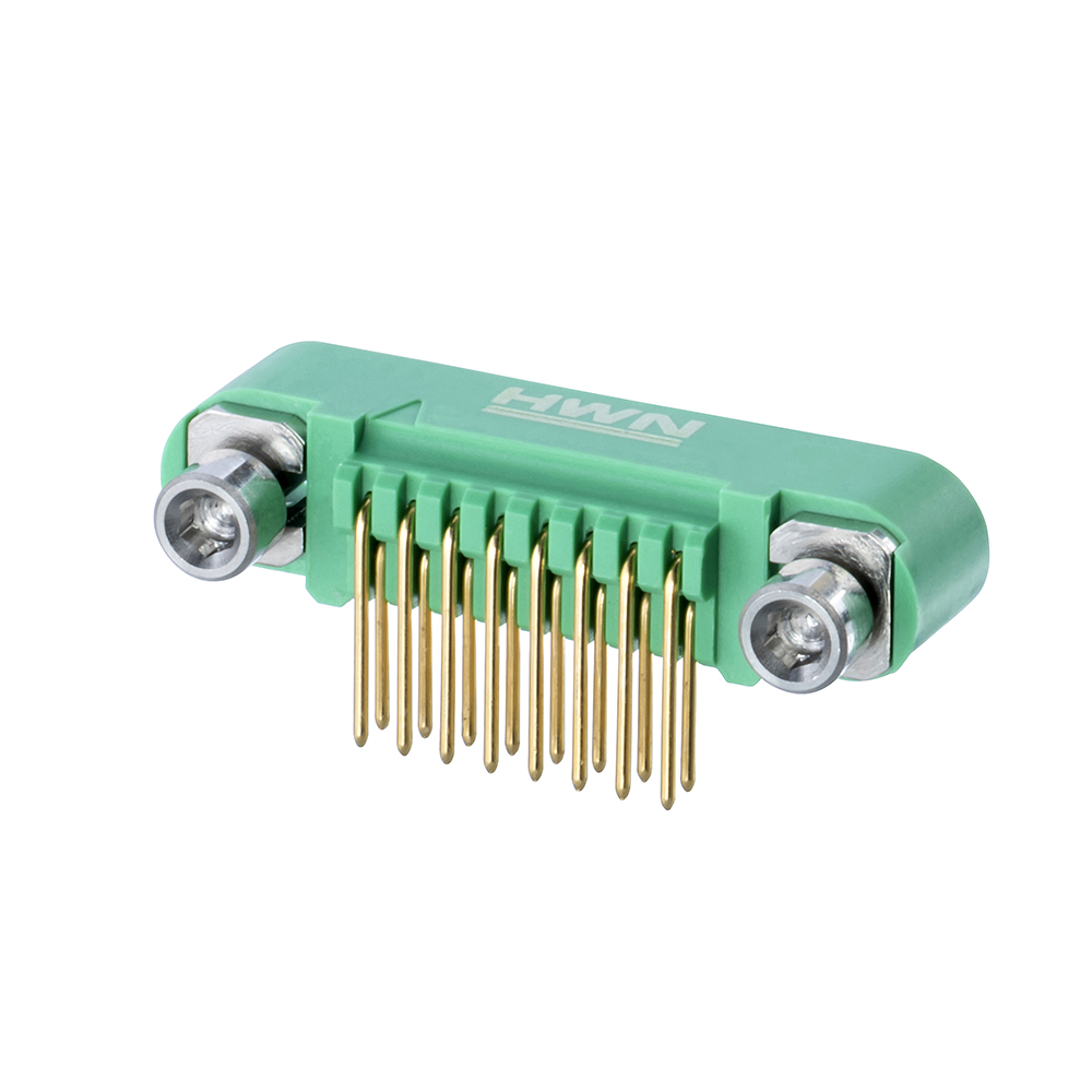 G125-MH11605M3P - 8+8 Pos. Male DIL Horizontal Throughboard Conn. Screw-Lok Reverse Fix