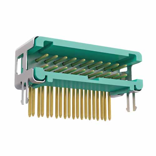 G125-MH12005L5P - 10+10 Pos. Male DIL Horizontal Throughboard Conn. no Latches