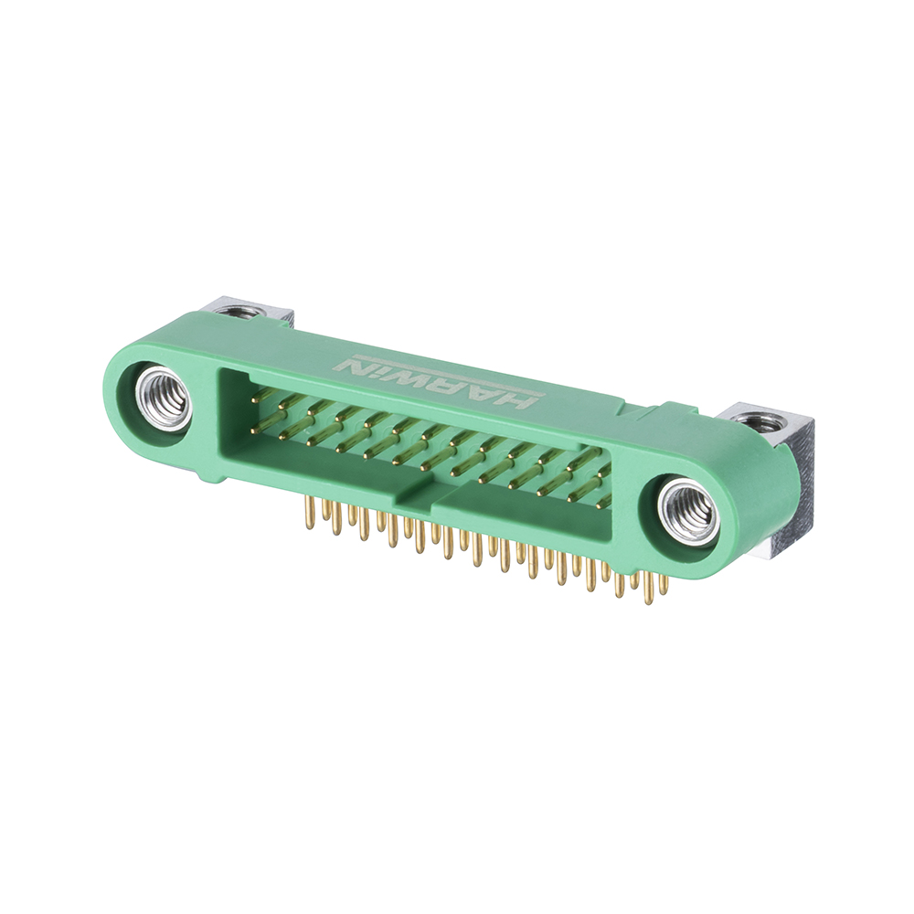 G125-MH12605M4R - 13+13 Pos. Male DIL Horizontal Throughboard Conn. Screw-Lok Board Mount (T+R)