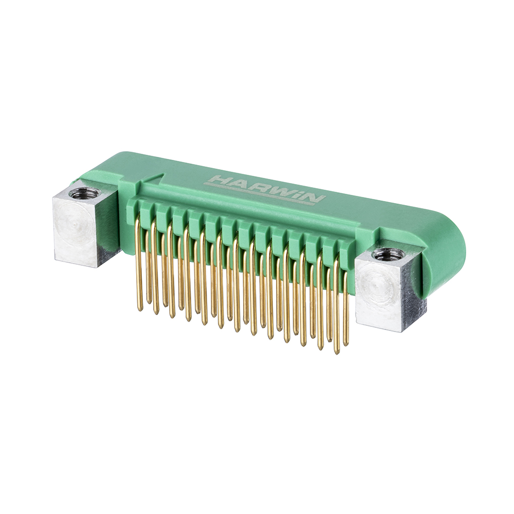 G125-MH12605M4R - 13+13 Pos. Male DIL Horizontal Throughboard Conn. Screw-Lok Board Mount (T+R)