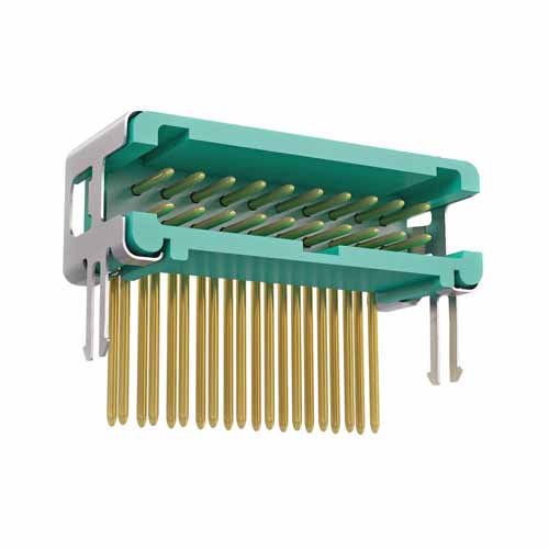 G125-MH22005L6P - 10+10 Pos. Male DIL Horizontal Throughboard Conn. no Latches