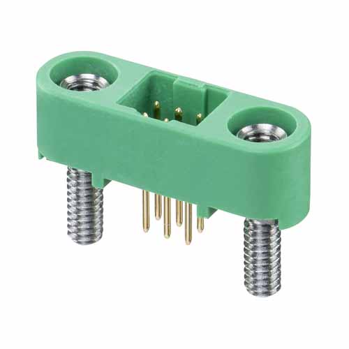 G125-MV10605M2R - 3+3 Pos. Male DIL Vertical Throughboard Conn. Screw-Lok Board Mount (T+R)