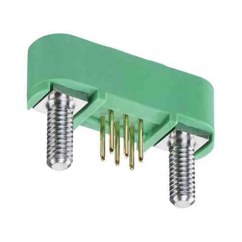 G125-MV10605M2P - 3+3 Pos. Male DIL Vertical Throughboard Conn. Screw-Lok Board Mount