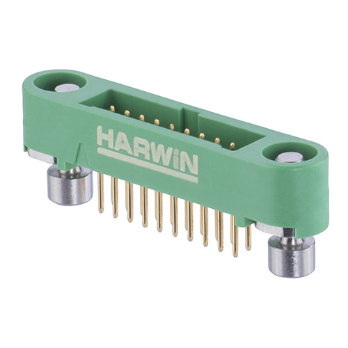 G125-MV12005M3P - 10+10 Pos. Male DIL Vertical Throughboard Conn. Screw-Lok Reverse Fix