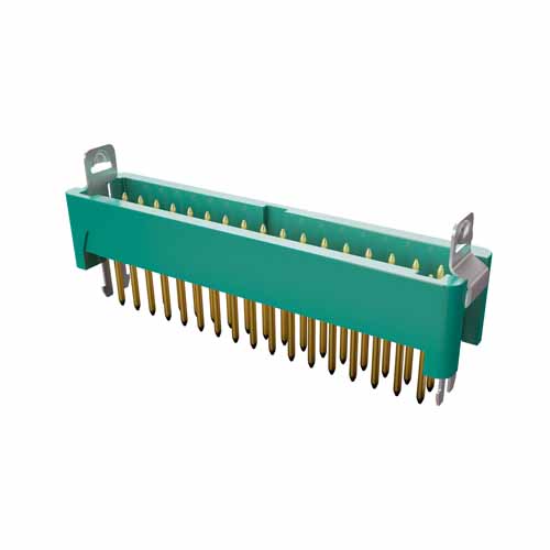 G125-MV13405L1R - 17+17 Pos. Male DIL Vertical Throughboard Conn. Latches (T+R)