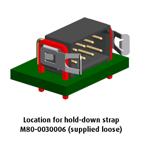 M80-8660405 - 2+2 Pos. Male DIL Horizontal Throughboard Conn. Latches