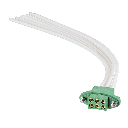 M300-FC30605F2-XXXXL - 3+3 Pos. Female DIL 22 AWG Cable Assembly, single-end, Jackscrews