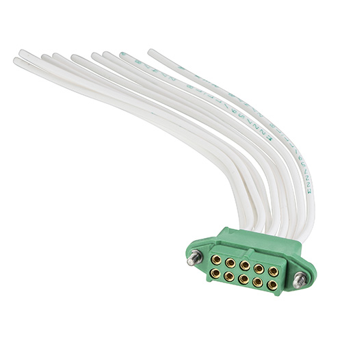 M300-FC31005F2-0300L - 5+5 Pos. Female DIL 22 AWG Cable Assembly, 300mm, single-end, Jackscrews