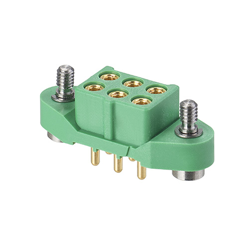 M300-FV30645F2 - 3+3 Pos. Female DIL Vertical Throughboard Conn. Jackscrews