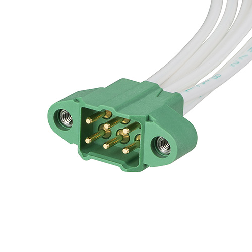 M300-MC20605M1-0150L - 3+3 Pos. Male DIL 20 AWG Cable Assembly, 150mm, single-end, Jackscrews