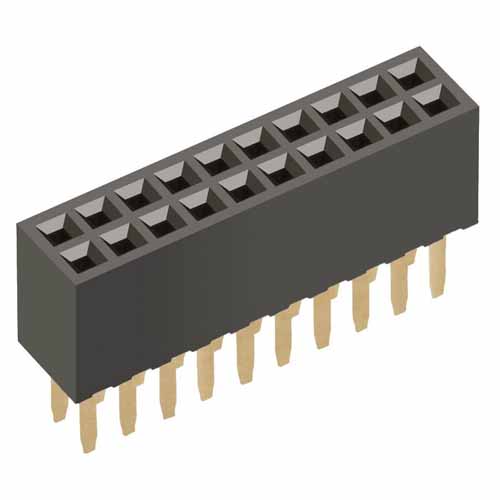 M50-3001045 - 10+10 Pos. Female DIL Vertical Throughboard Conn.