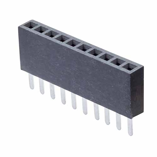 M50-3031042 - 10 Pos. Female SIL Vertical Throughboard Conn.