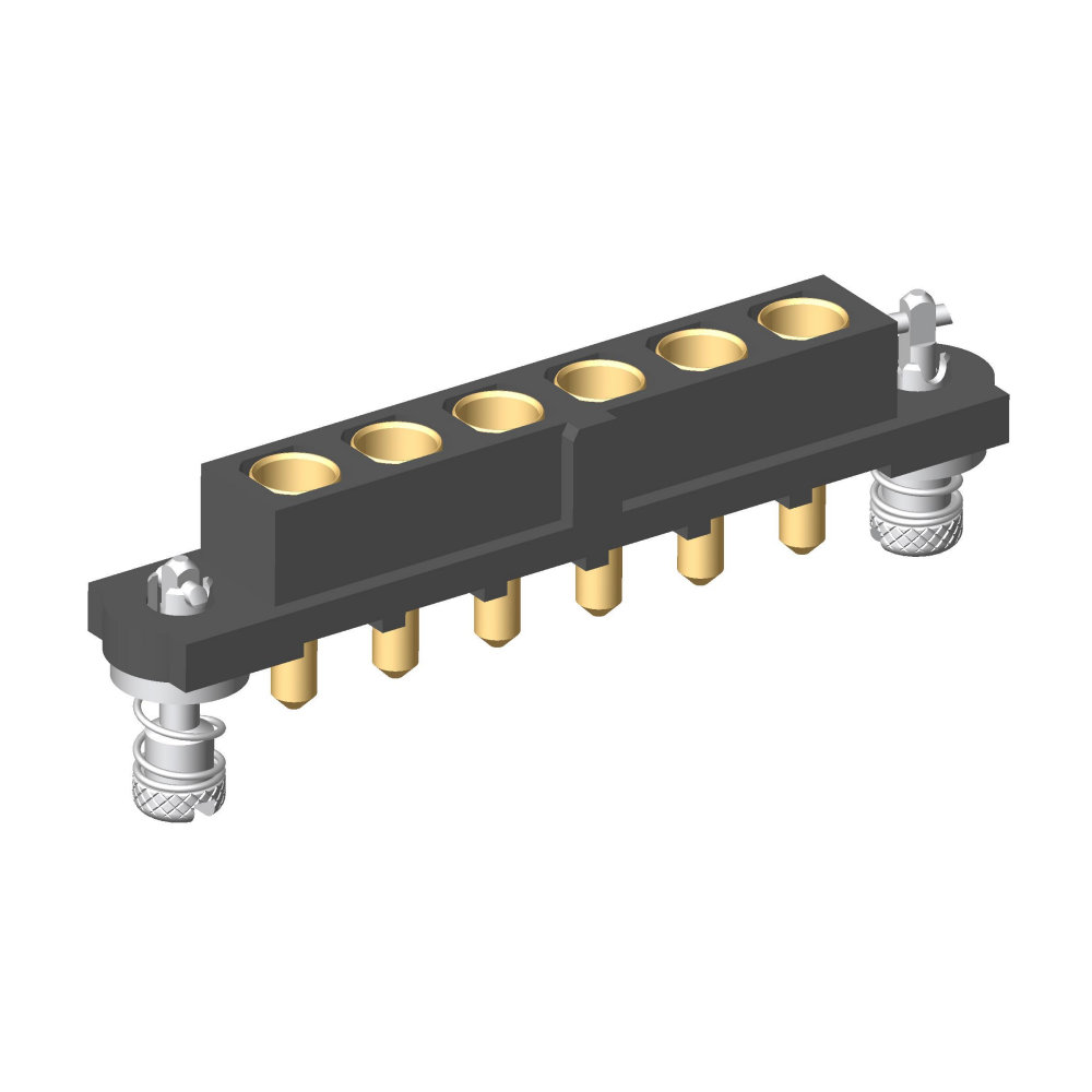 M80-4000000FD-06-321-00-000 - 6 Pos. Female SIL Vertical Throughboard Conn. 101Lok