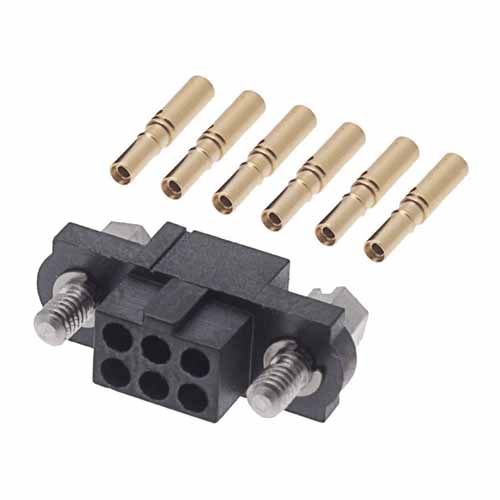 M80-4610605 - 3+3 Pos. Female DIL 24-28 AWG Cable Conn. Kit, Jackscrews