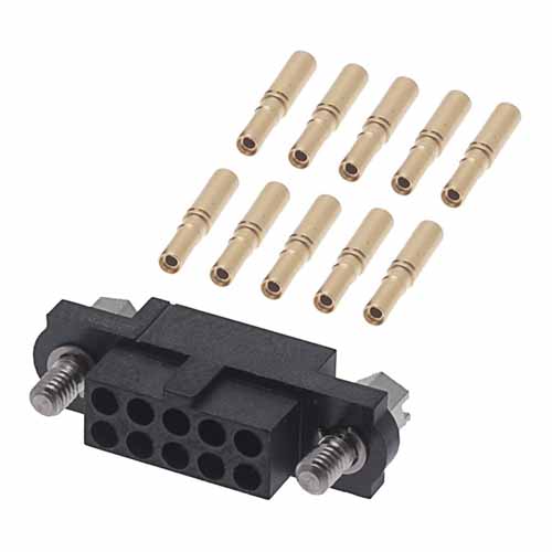 M80-4611005 - 5+5 Pos. Female DIL 24-28AWG Cable Conn. Kit, Jackscrews