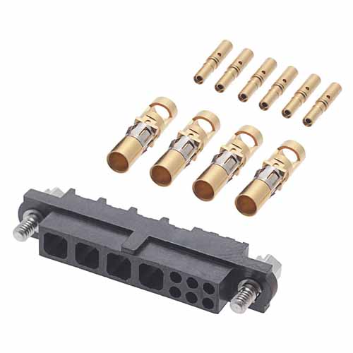 M80-4C10605F1-04-325-00-000 - 6+4 Pos. Female 24-28 AWG+12 AWG Cable Conn. Kit, Jackscrews