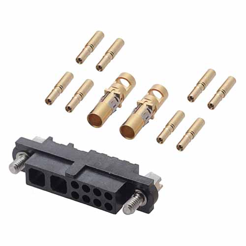 M80-4C10805F1-02-325-00-000 - 8+2 Pos. Female 24-28 AWG+12 AWG Cable Conn. Kit, Jackscrews