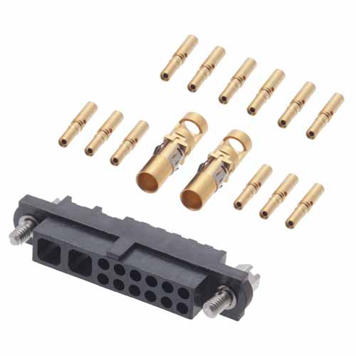 M80-4C11205F1-02-325-00-000 - 12+2 Pos. Female 24-28 AWG+12 AWG Cable Conn. Kit, Jackscrews