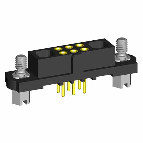 M80-4T10601F1-01-000-01-000 - 6+2 Pos. Female Signal Vertical Throughboard Conn. Jackscrews