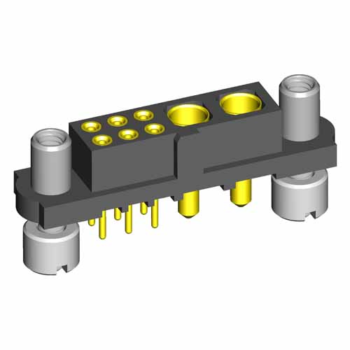 M80-4T10605F9-02-321-00-000 - 6+2 Pos. Female Signal+Power Vertical Throughboard Conn. Reverse Fix