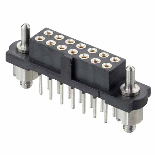 M80-4T23205F3 - 16+16 Pos. Female DIL Vertical Throughboard Conn. Guide Pin